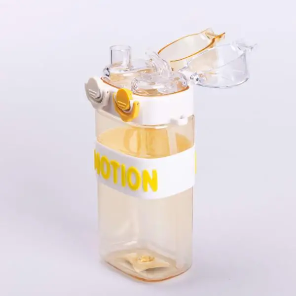 Пляшка для води з трубочкою спортивна пластикова для тренувань 550 мл Жовтий (6783) - фото 8