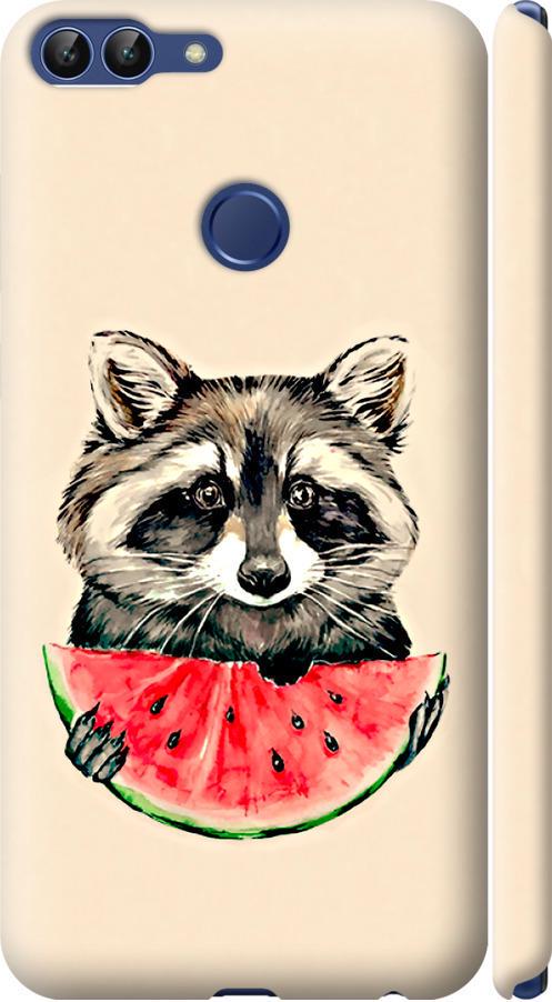 Чехол на Huawei P Smart Енотик с арбузом (4605m-1346-42517)