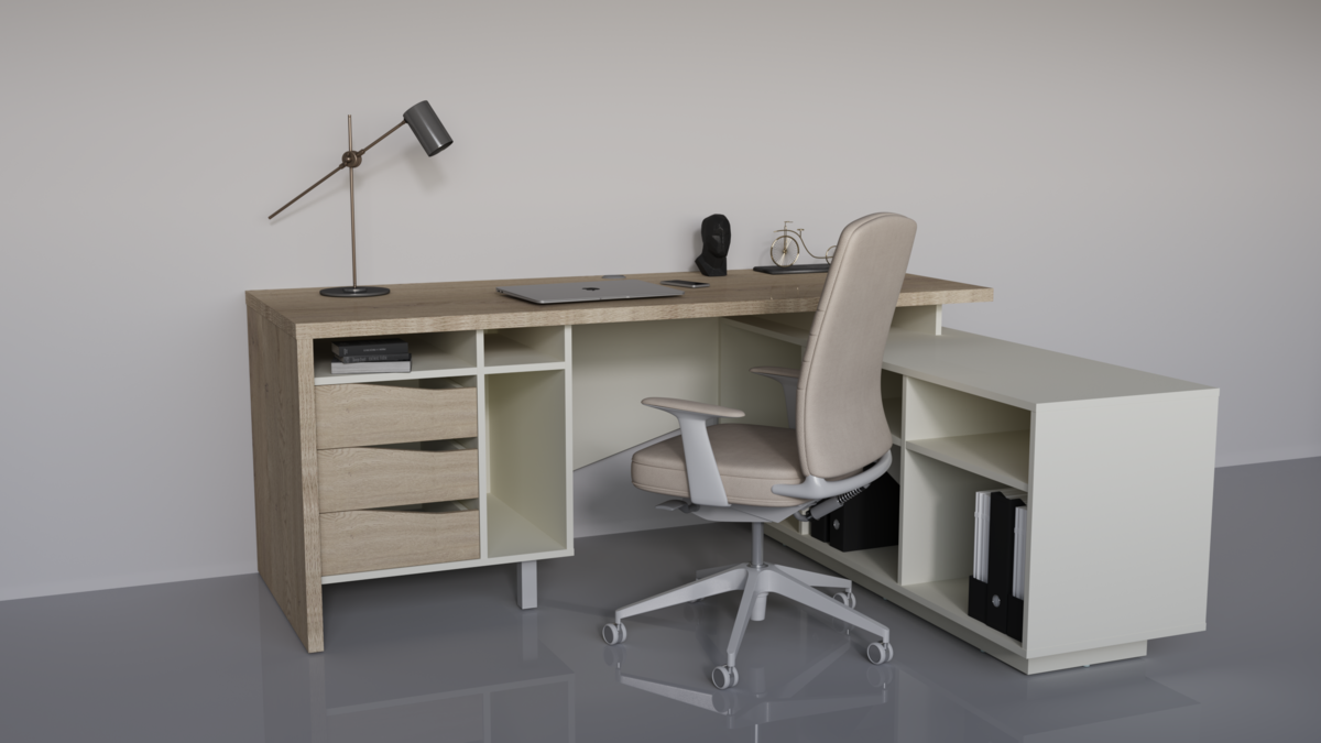 Письменный стол Intarsio CONNECT 1 R SK 190x78 см Дуб кремона котта/Стоун бежевый (28710915) - фото 2