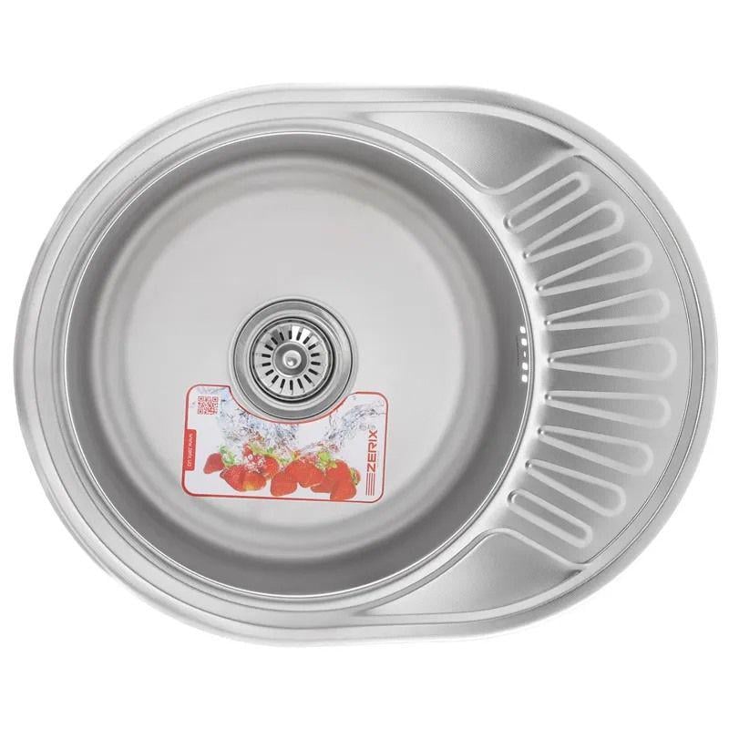 Мойка для кухни Zerix Z5745-08-180E накладная нержавеющая сталь овальная 0,8 мм 570x450 мм (ZX1592)