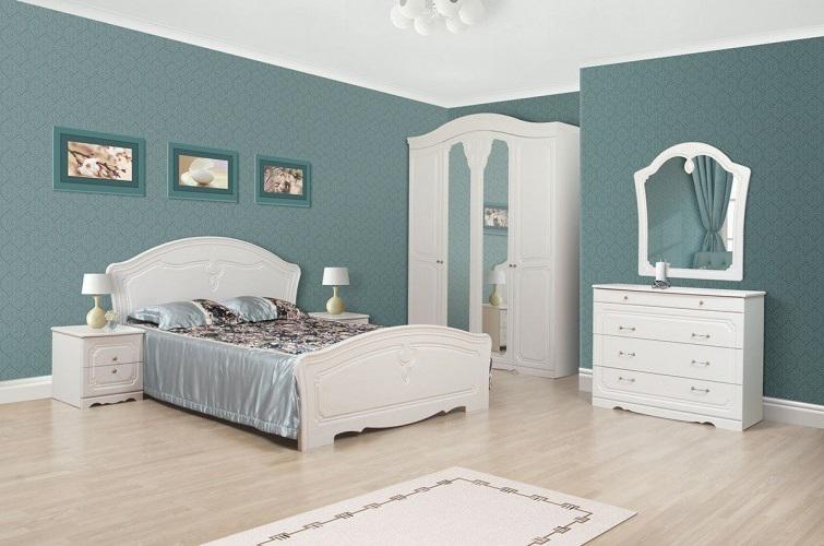 Спальня Світ Меблів Луиза 4Д Комплект из ДСП и МДФ Белое золото