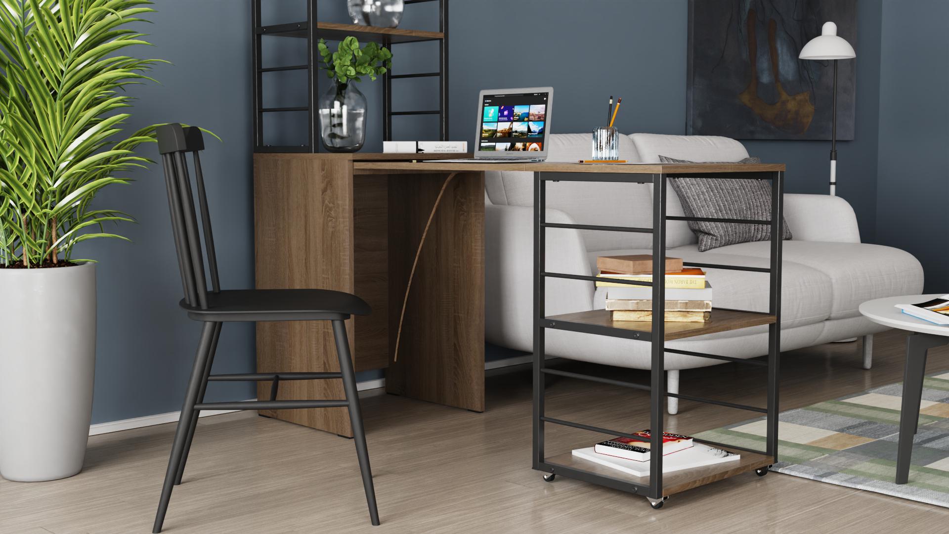 Стіл-тумба трансформер Ferrum-decor Смарт 2/2 метал/ДСП 16 мм 750x1450x600 мм Чорний/Дуб Сонома Трюфель (FRD-105106) - фото 2 Стіл-тумба трансформер Ferrum-decor Смарт 2/2 метал/ДСП 16 мм 750x1450x600 мм Чорний/Дуб Сонома Трюфель (FRD-105106) - фото 2