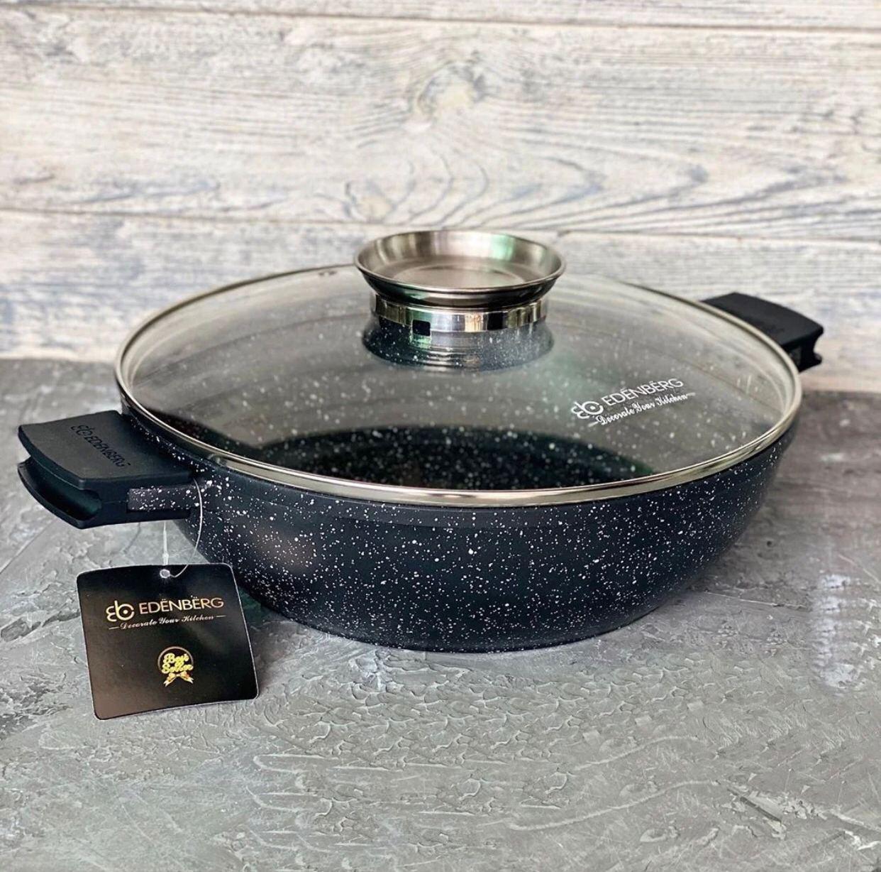 Котел-жаровня Edenberg EB-8134 с мраморным антипригарным покрытием 3,3 л 28 см - фото 4 Котел-жаровня Edenberg EB-8134 с мраморным антипригарным покрытием 3,3 л 28 см - фото 4