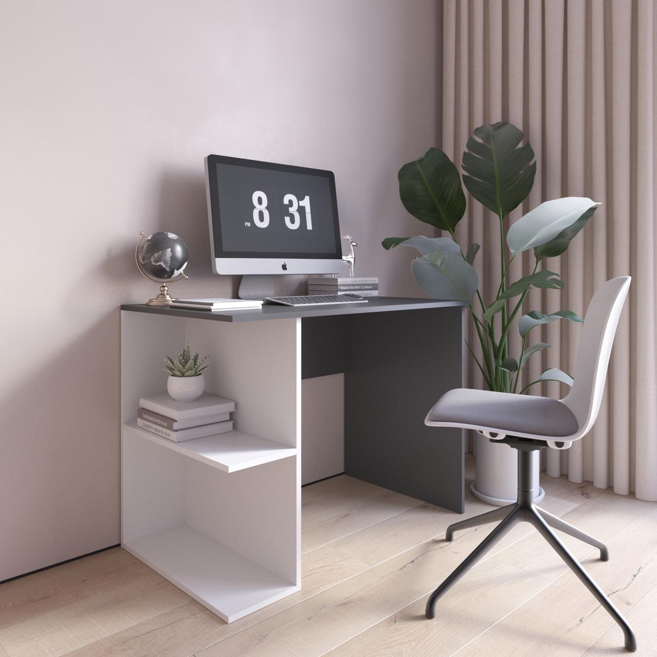 Стіл комп’ютерний Вайс D-7 1000х600х755 мм Антрацит/Білий (30636371) Стіл комп’ютерний Вайс D-7 1000х600х755 мм Антрацит/Білий (30636371)