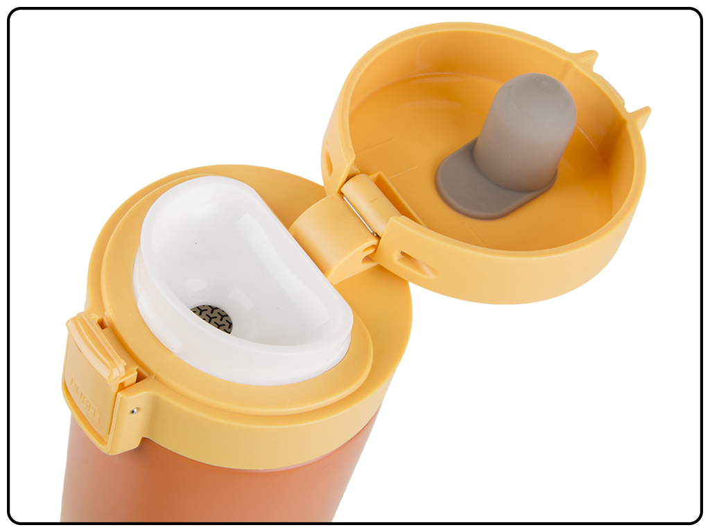 Термокухоль із нержавіючої сталі з фільтром 500 мл Помаранчево-жовтий (17553) - фото 3