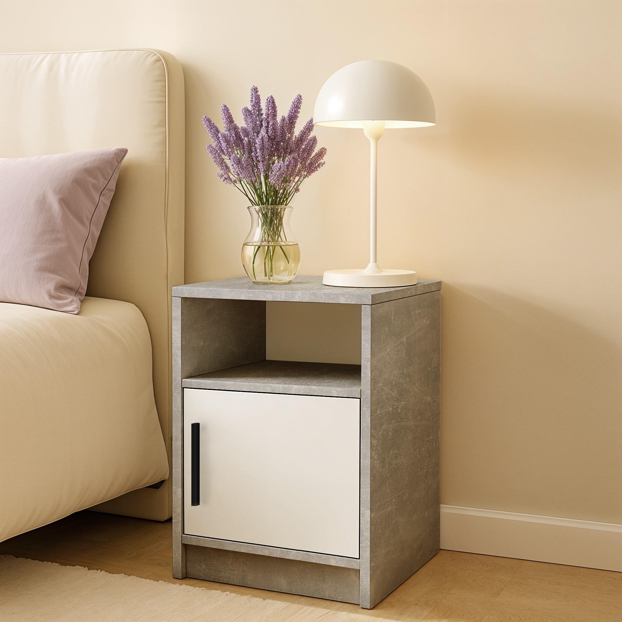 Тумба приліжкова Asti 390х322х590 мм Бетон/Білий