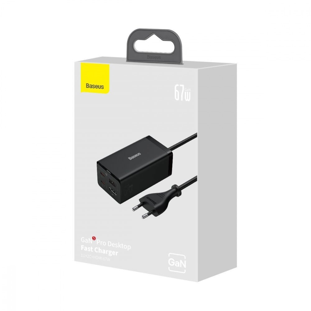 Зарядний пристрій мережевий Baseus GaN5 Pro 67 W USB+2Type-C+HDMI 1,5 м - фото 2