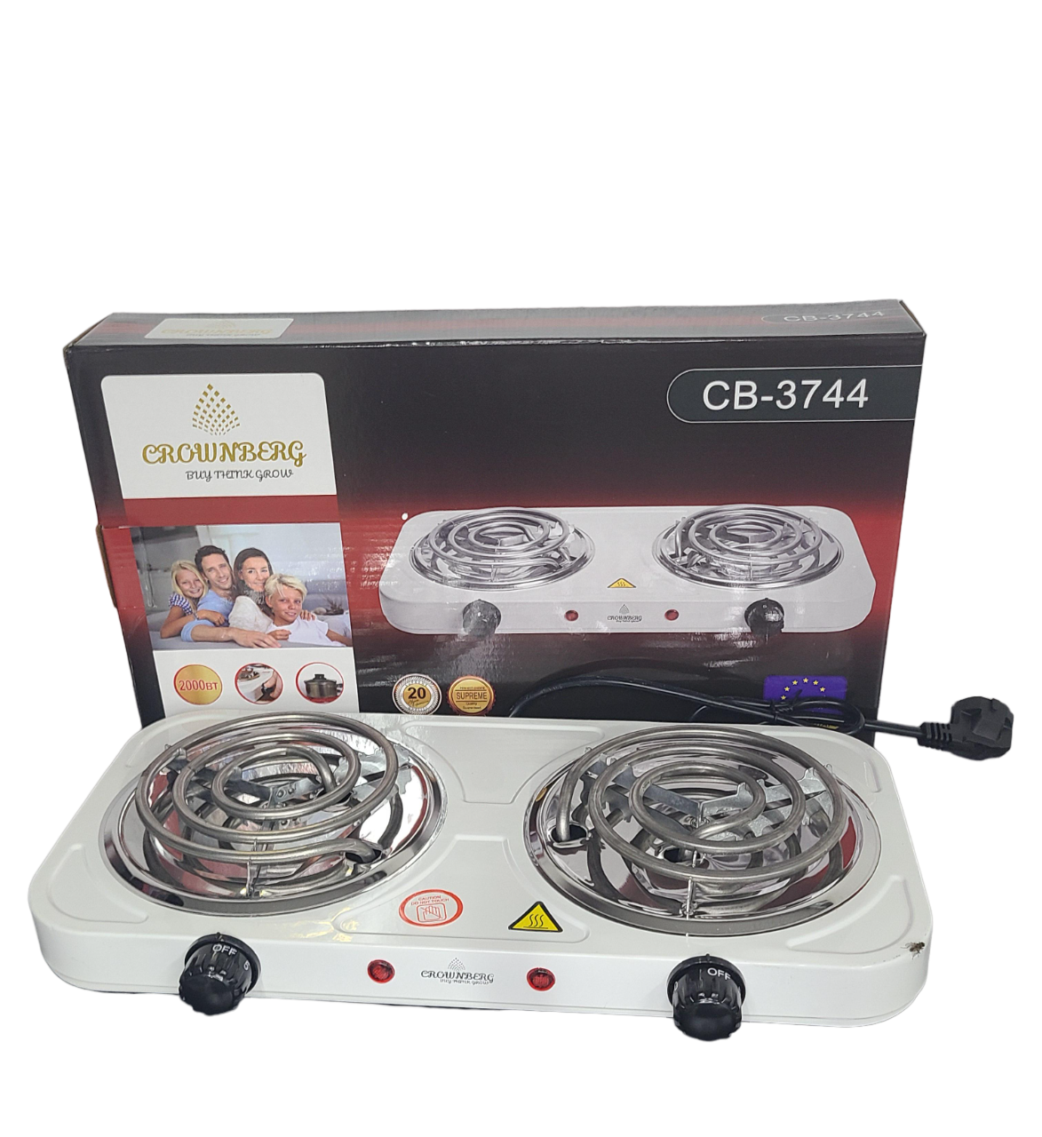 Плита Crownberg CB-3744 2Х1000W двоконфоркова спіральна