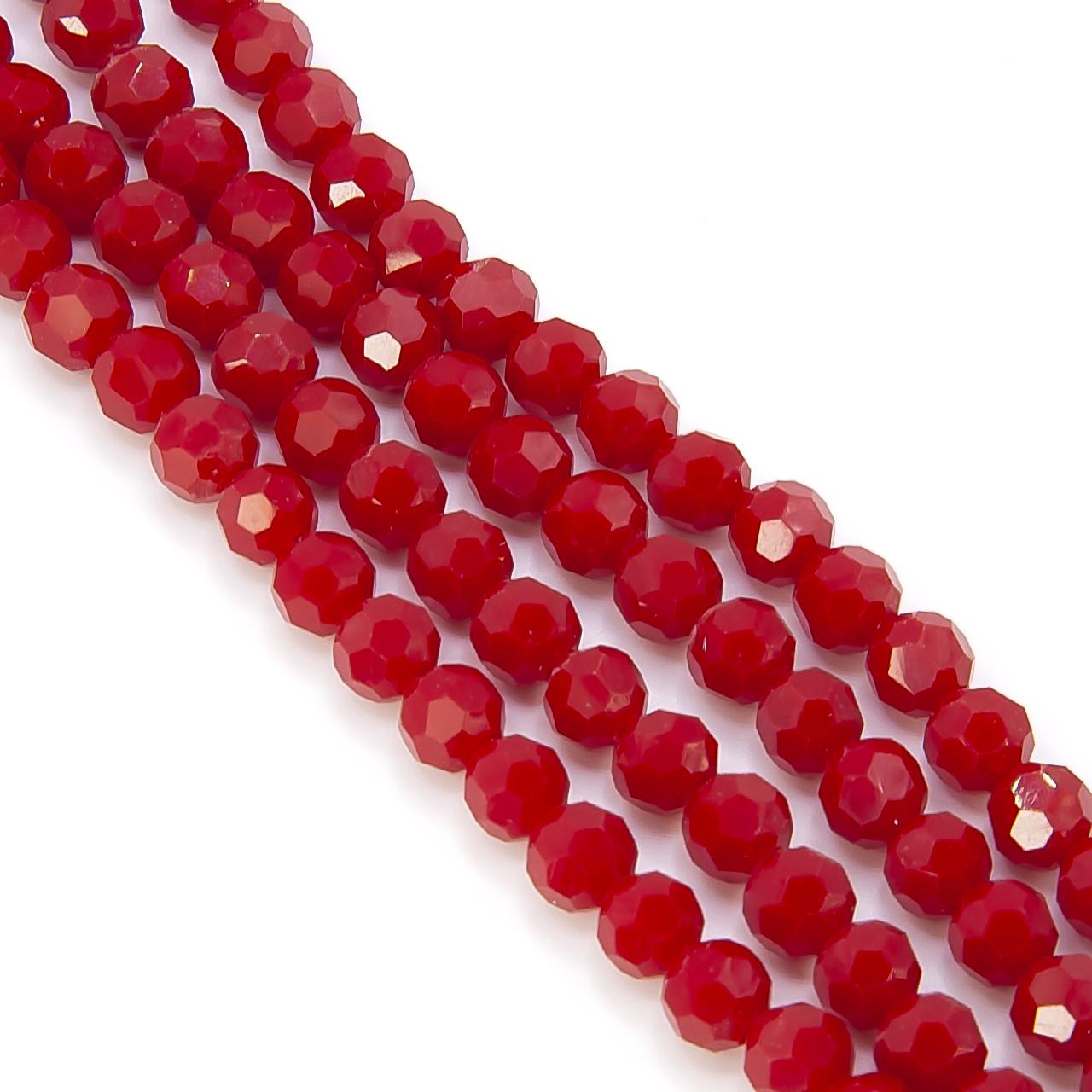Бусины хрусталь огранка шар 95 шт. 50 см 6 мм Красный (БС0006х07)