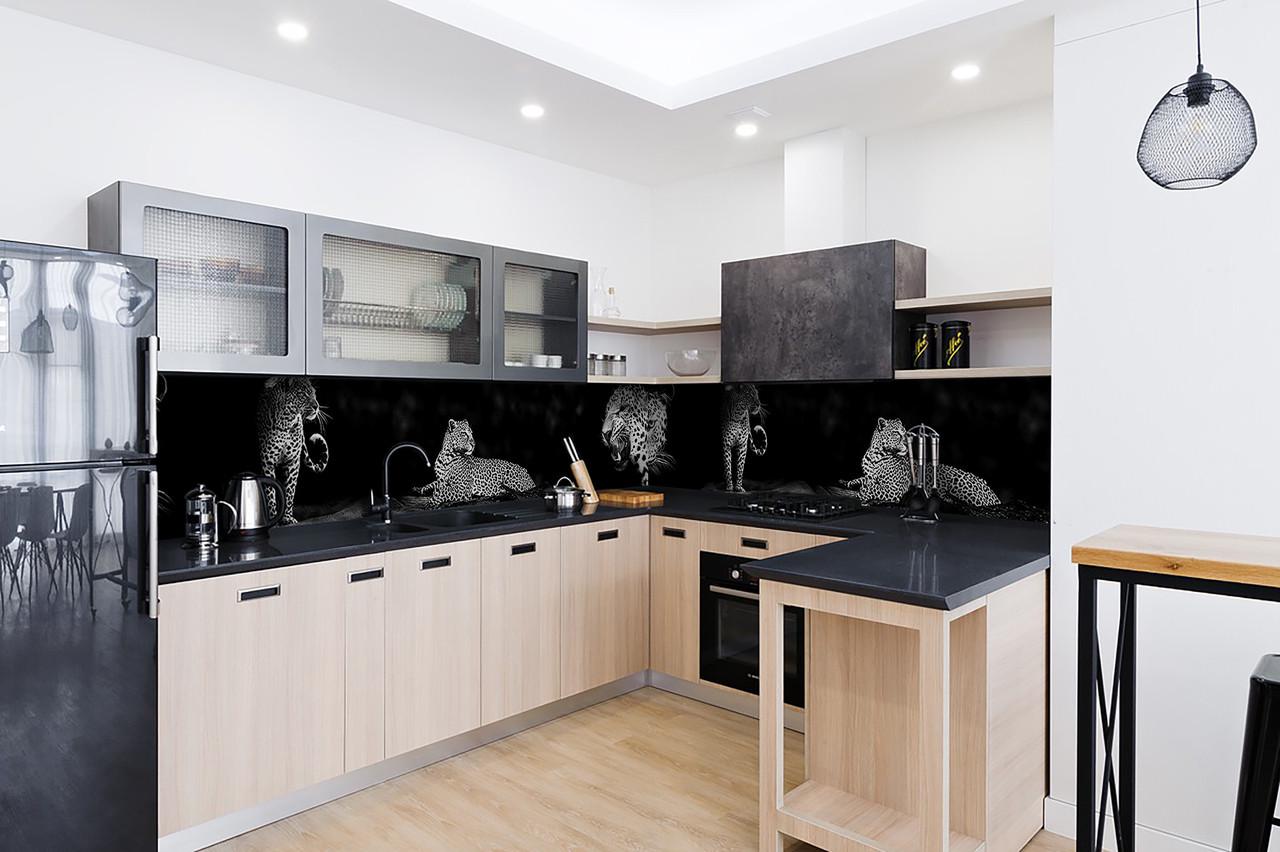 Кухонный фартук Гепарды из самоклеющейся виниловой пленки 65х250 см Черный