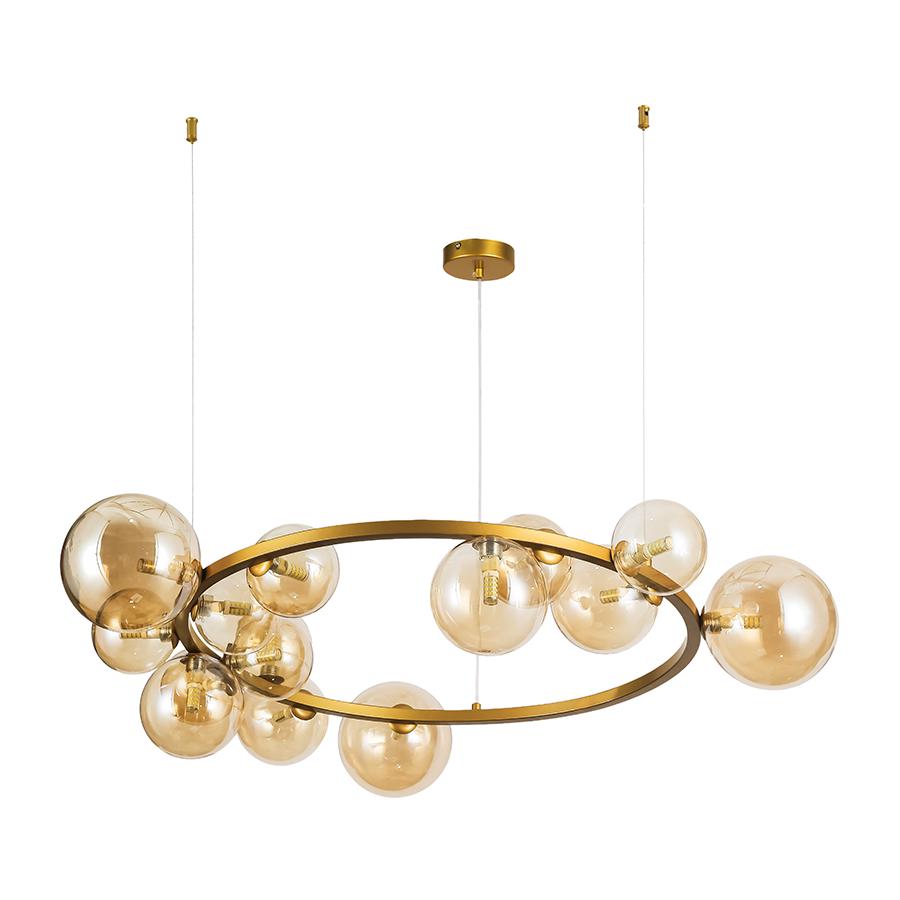 Люстра молекула подвесная кольцо Levistella 918LP267-15 DDG XGD/BR плафоны коричневые Золотой