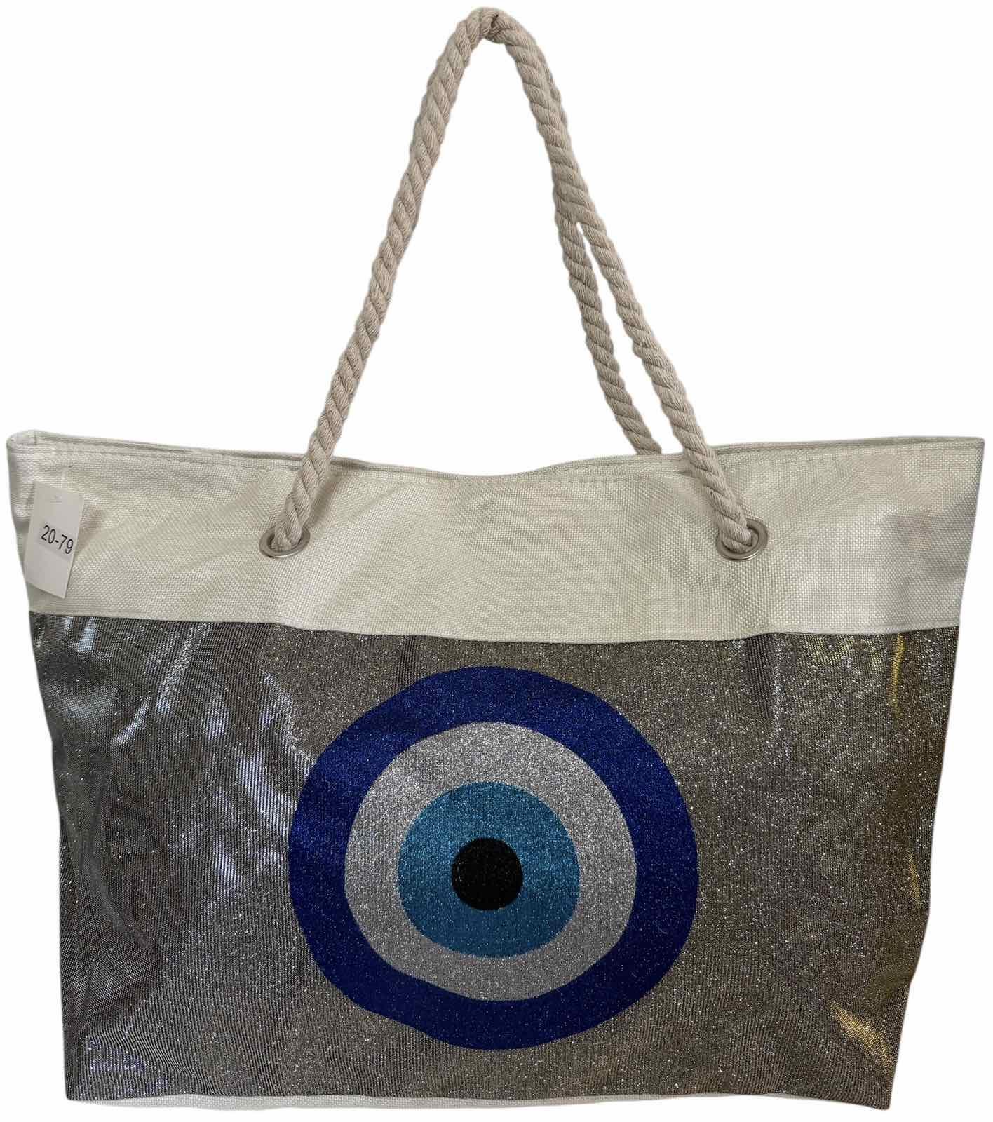 Сумка пляжна жіноча з тканини на блискавці Сірий з бежевим (2061E)