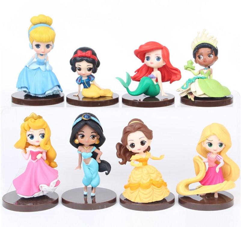 Набір принцес Funko Діснея Попелюшка/Білосніжка/Русалочка Аріель/Белль/Рапунцель/Жасмин з підставкою ПВХ 8 шт. (2857f157)