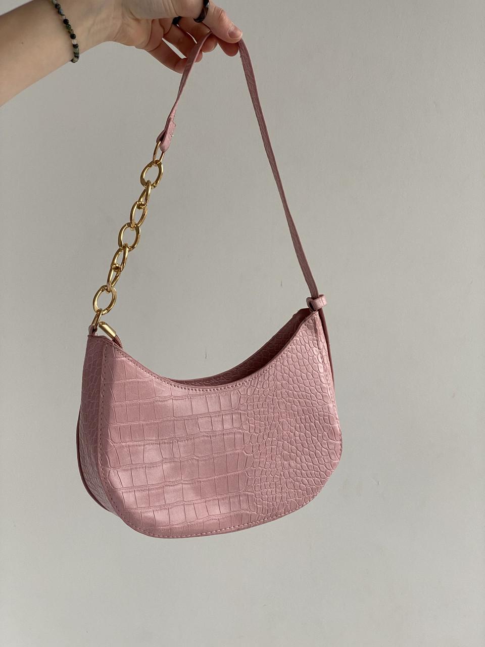 Женская сумка багет 6924 рептилия Розовый (18242966)