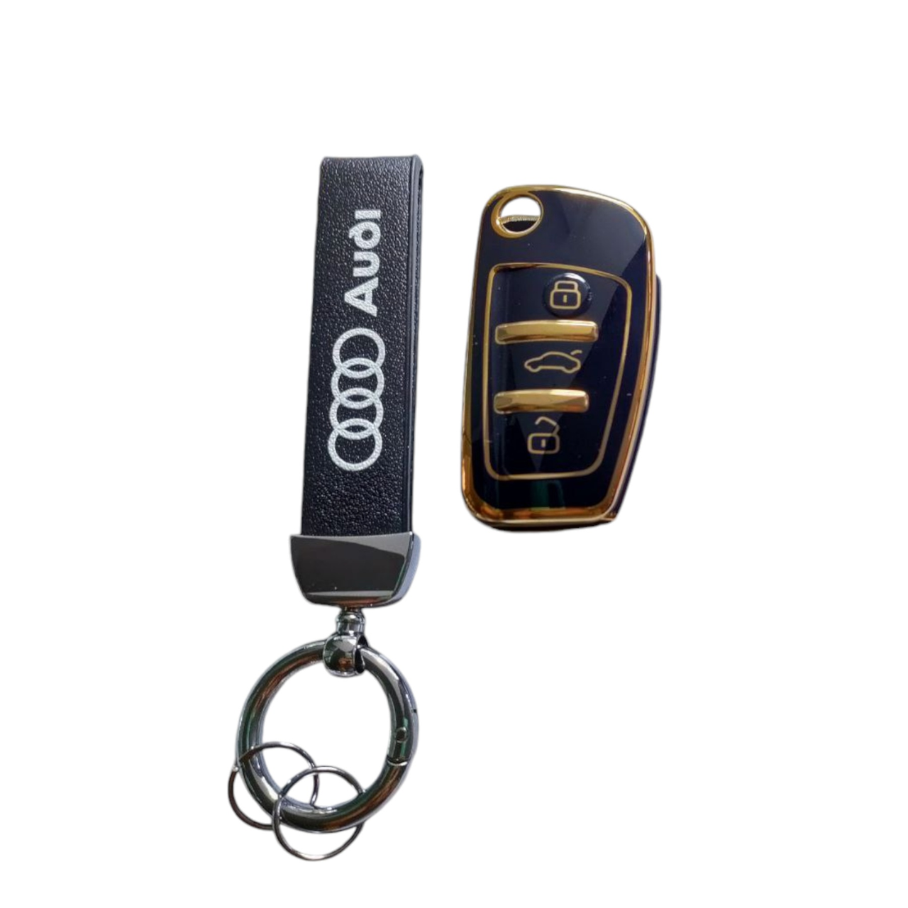 Чохол для ключа Audi з золотою рамкою Чорний (2360729917)