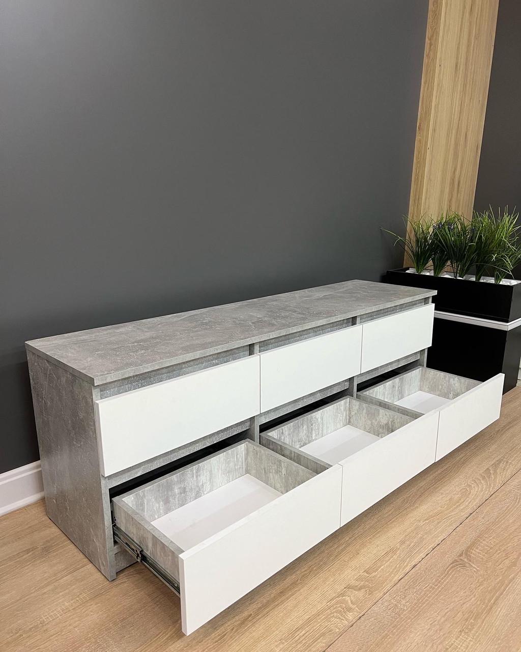 Тумба під ТВ Кватро 6Н 1400х500х370 мм Бетон/Білий - фото 4 Тумба під ТВ Кватро 6Н 1400х500х370 мм Бетон/Білий - фото 4