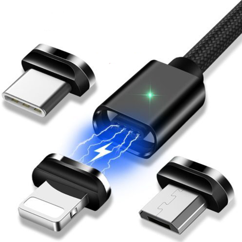 Кабель магнітний Essager micro USB type-C lightning 1 м Чорний (E1110)