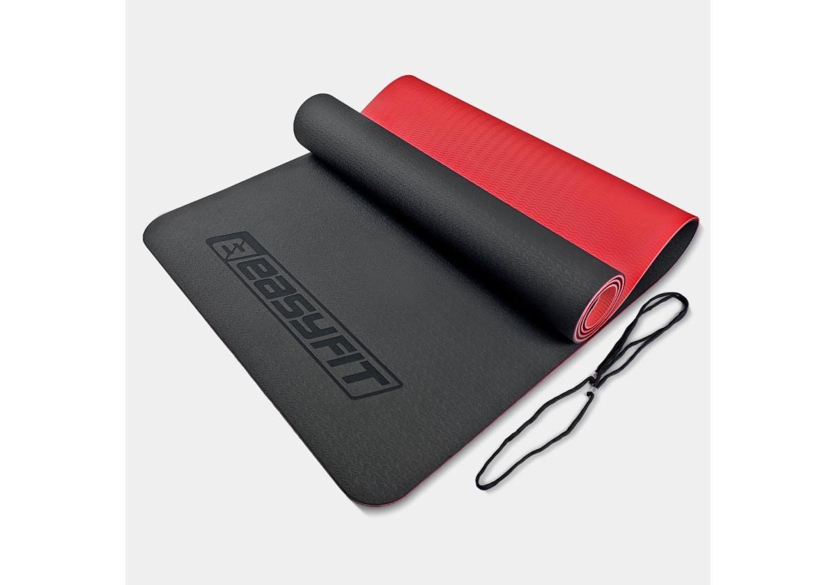 Килимок для йоги та фітнесу EasyFit TPE/TC двошаровий 6 мм Чорний/Червоний (EF-1924-BR)