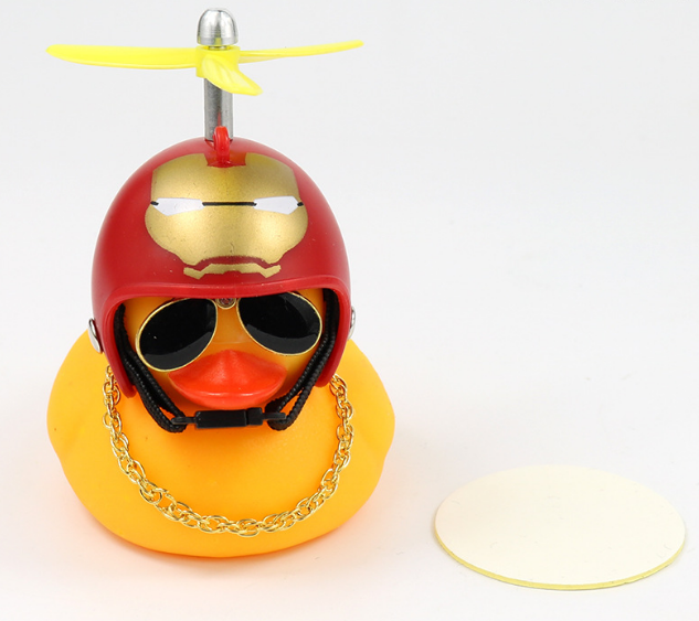 Іграшка Качка супергерой з шоломом Iron Man в окулярах Жовтий (2856000926)