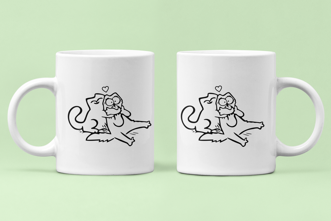 Чашки парные Коты для влюбленных 330 мл Белый (ВЛ127Ч)