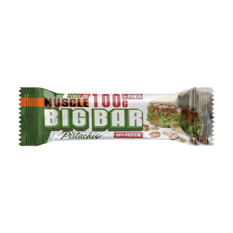 Протеиновый батончик 30 г белка без сахара Power Pro Muscle Big Bar 100 г Фисташка