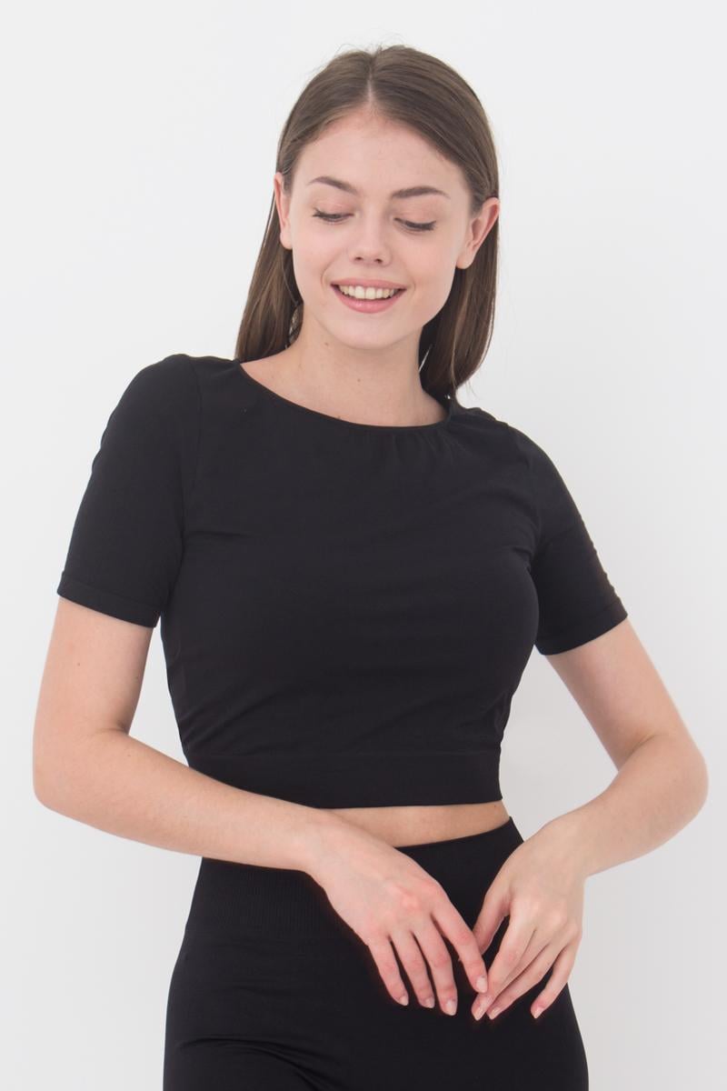 Топ з коротким рукавом та круглим вирізом Giulia CROP T-SHIRT L/XL Black-nero (4823102995953)