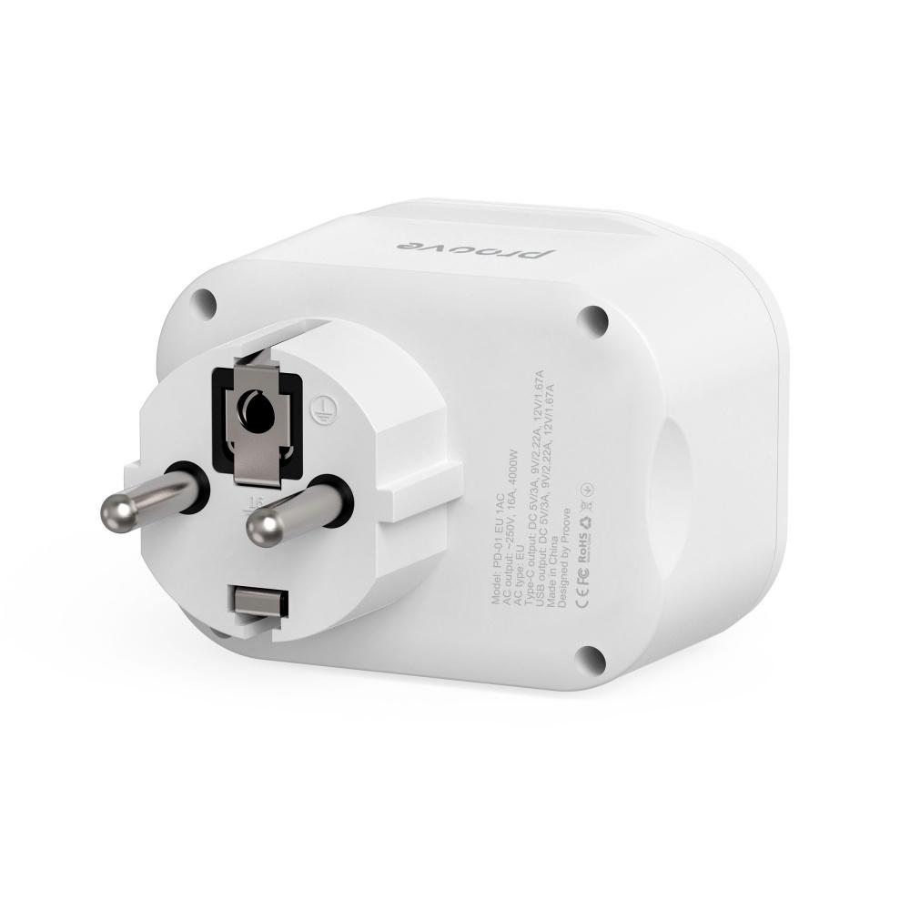 Розетка многофункциональная Proove Multifunctional Socket PD-01 EU 1AC Type-C 20W+2 USB Белый (44889 white) - фото 6