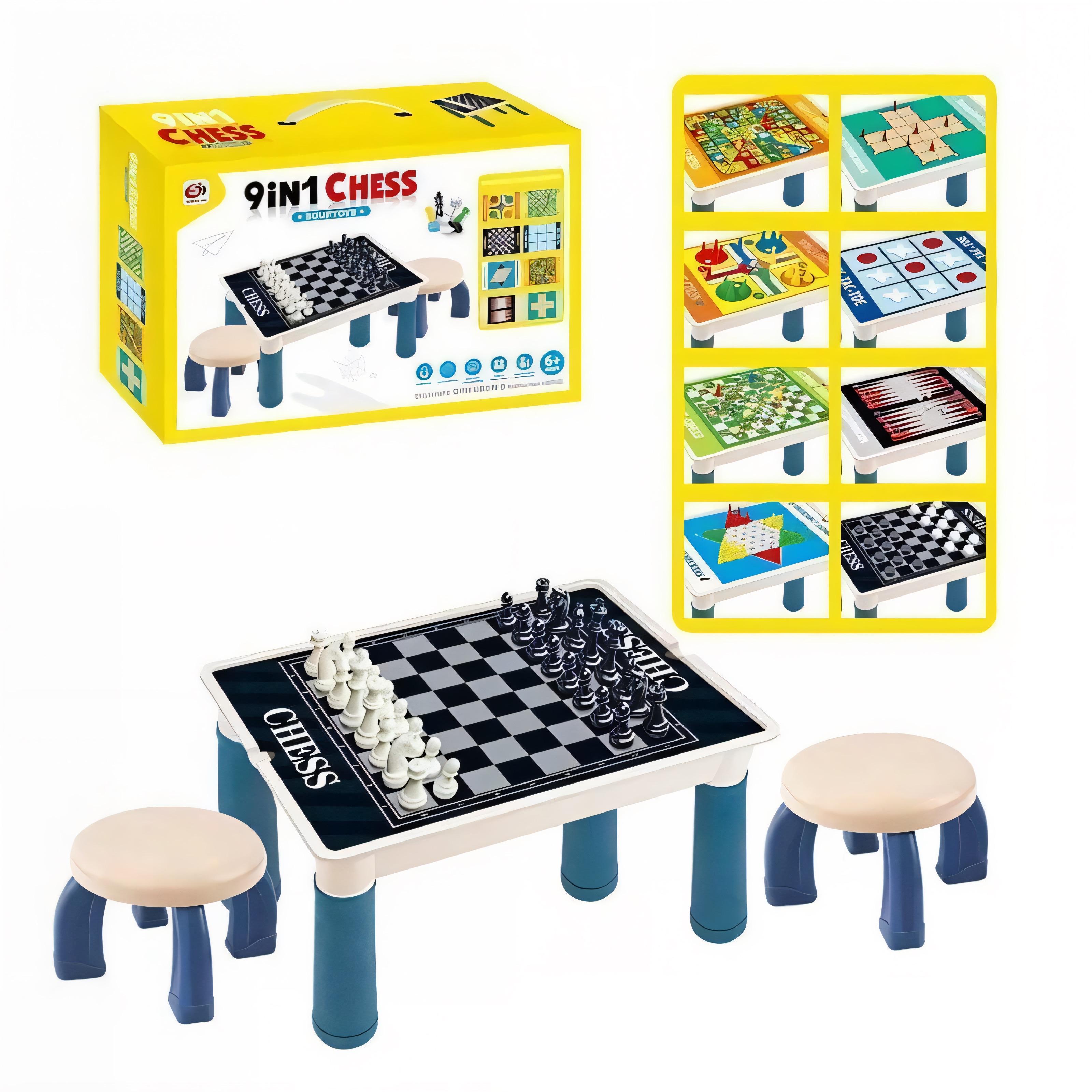 Столик игровой 9в1 2 стульчика/9 игр/магнитное поле (S 5513)