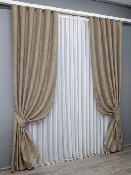 Тканина для штор Sultan XO жакард Темно-бежевий (1680ш) - фото 3 Тканина для штор Sultan XO жакард Темно-бежевий (1680ш) - фото 3