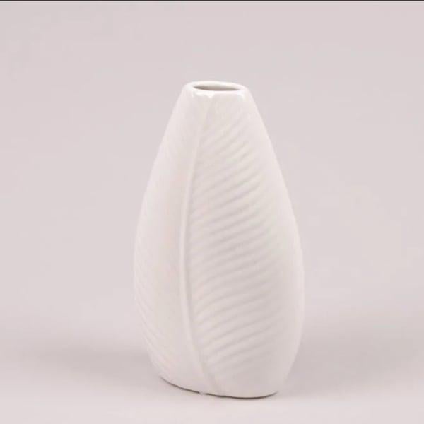 Ваза керамическая Flora Лист 20 см Белый (24730)