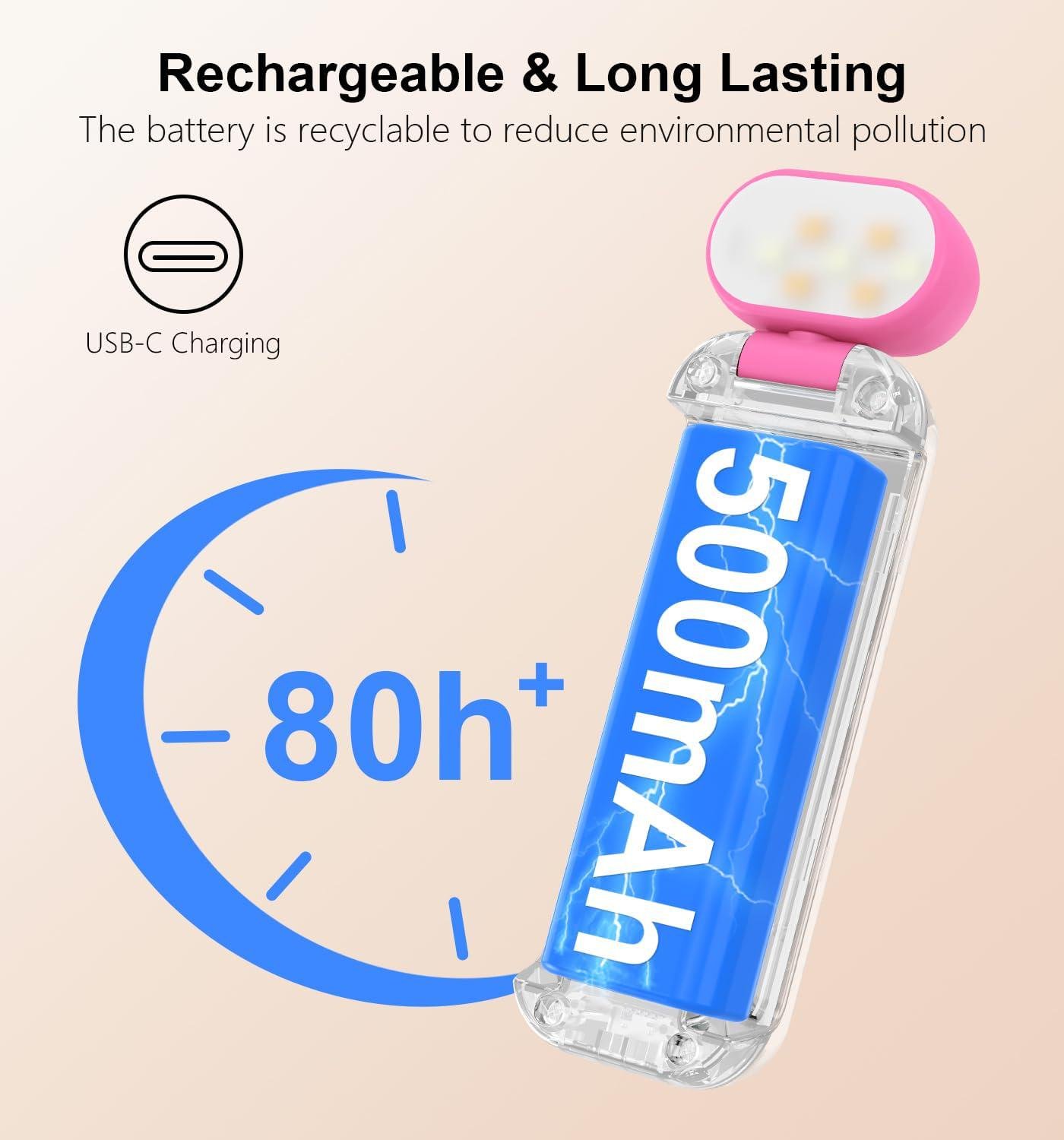 Настольная лампа для чтения аккумуляторная Gritin LED Book Light 500 mAh до 80 часов работы Pink (G1313) - фото 6 Настольная лампа для чтения аккумуляторная Gritin LED Book Light 500 mAh до 80 часов работы Pink (G1313) - фото 6