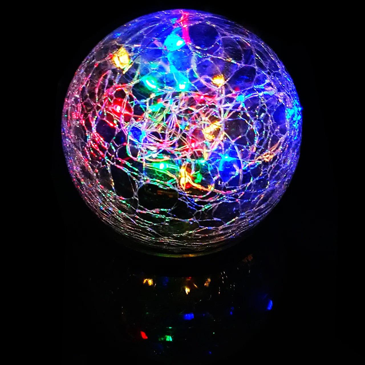 Ліхтарик садовий на сонячній батареї з ефектом битого скла 10 см Мультиколор - фото 4 Ліхтарик садовий на сонячній батареї з ефектом битого скла 10 см Мультиколор - фото 4