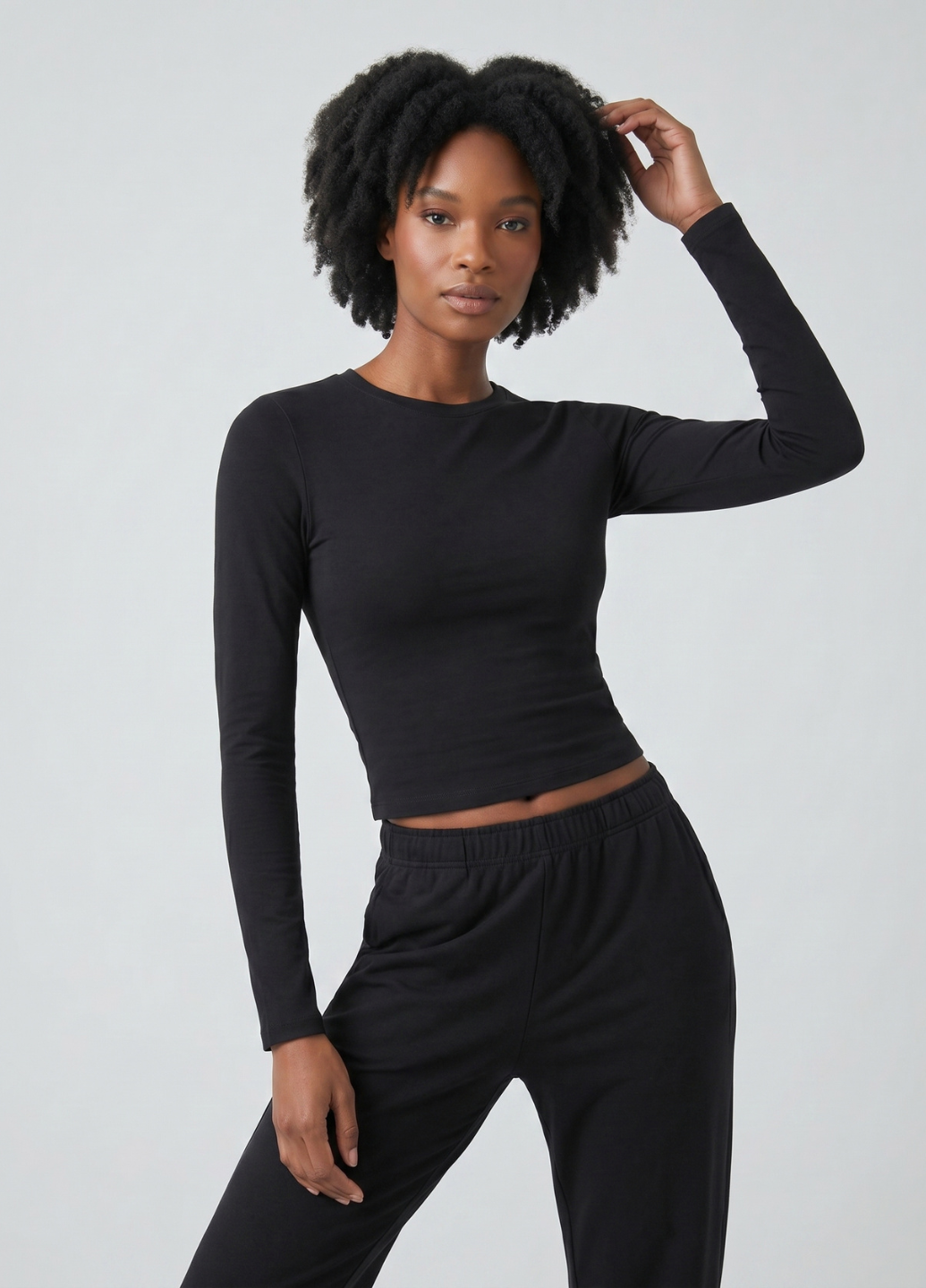 Лонгслив женский базовый для спорта и повседневности однотонная с длинным рукавом XL Черный (70307/XL)