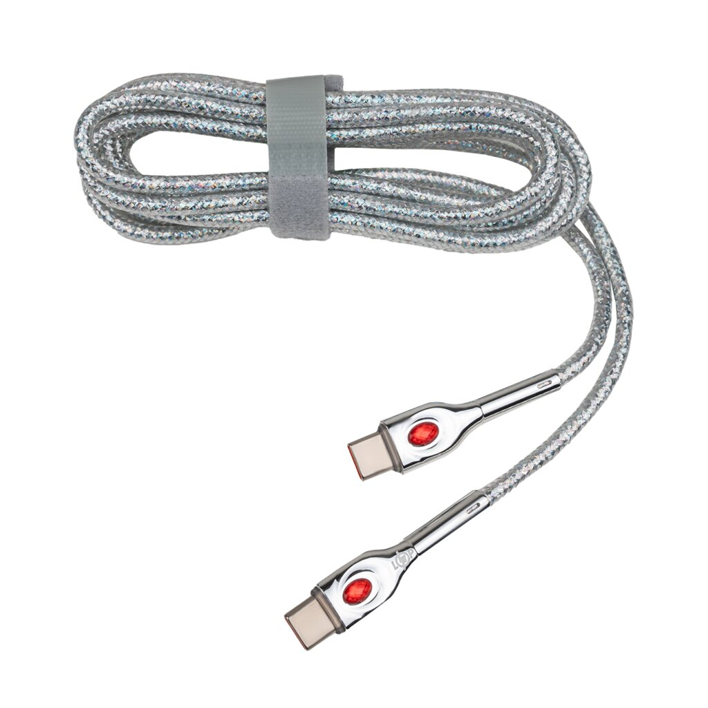 Кабель USB Type-C для Type-C 65W с поддержкой QC 2 м Серебристый (615062) - фото 2 Кабель USB Type-C для Type-C 65W с поддержкой QC 2 м Серебристый (615062) - фото 2