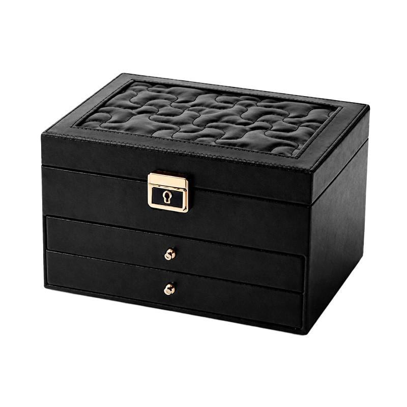 Шкатулка для ювелирных изделий Casegrace SP-01265 трехуровневая на замке с ключом 23х17х13,5 см Black (34060975)