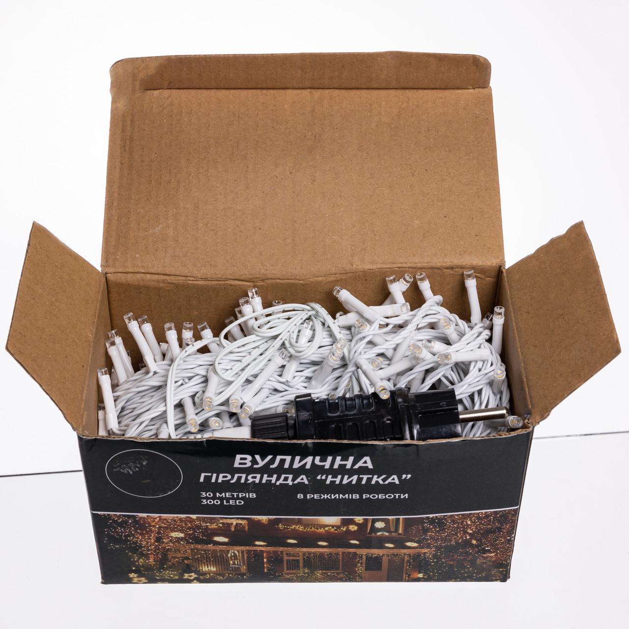 Гірлянда Нитка вулична 300 LED 30 м від мережі Білий/Жовтий (CF300L30MWY) - фото 4