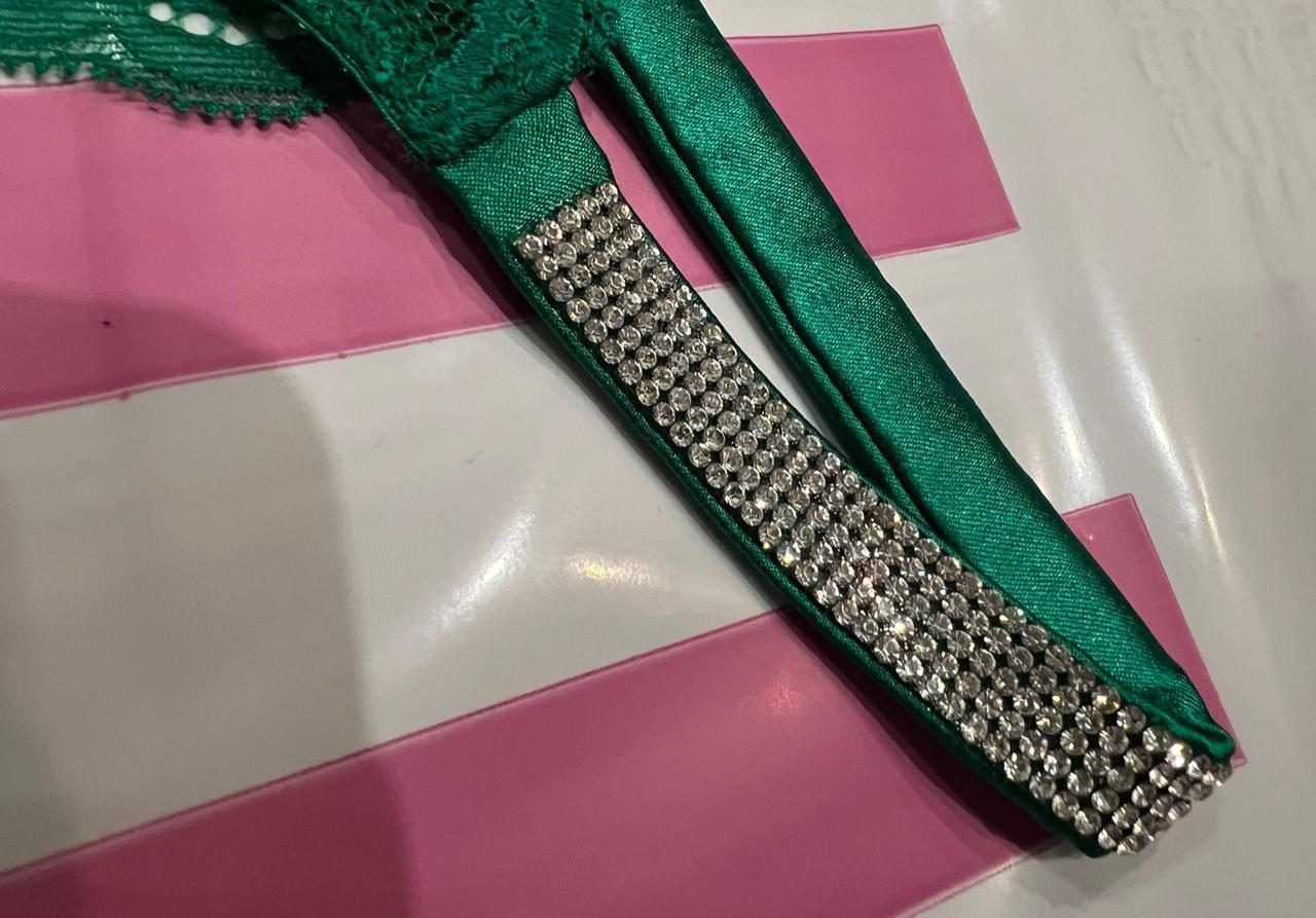 Трусики женские Victoria's Secret Very Sexy Shine Chain Strap Lace бразилианы S Зеленый (2020895354) - фото 5