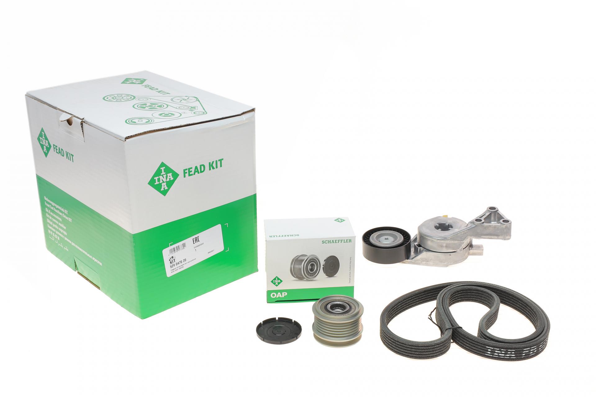 Комплект ремня генератора INA Audi A3/Seat Leon/Skoda Octavia/VW Caddy 1.4-2.0LPG 95-15 6DPK 1195 (529 0470 20)