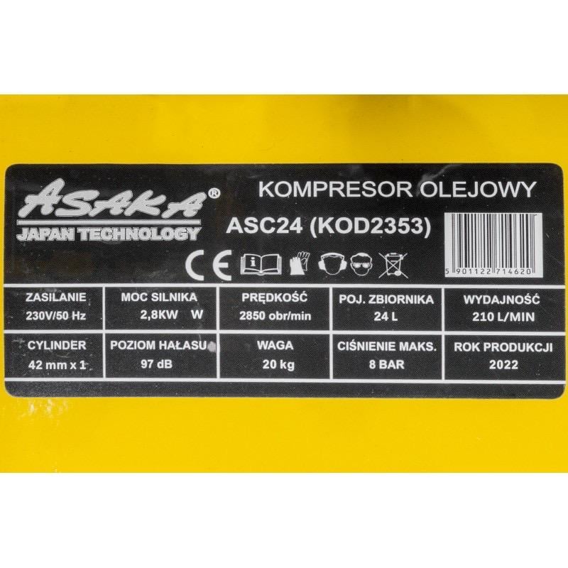 Компресор ASAKA ASC24 8 бар 210 л/хв 2850 об/хв 24 л - фото 11