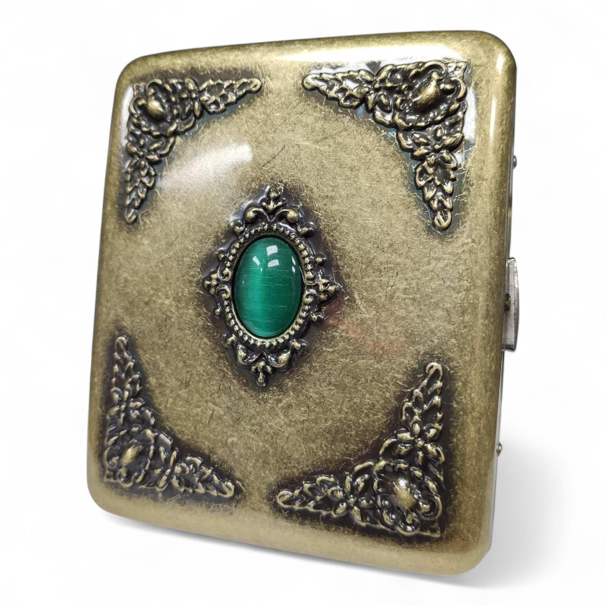 Портсигар металлический RUIPAI Emerald Brass Vintage в подарочной упаковке на 20 сигарет (XT-3-150B Brass)