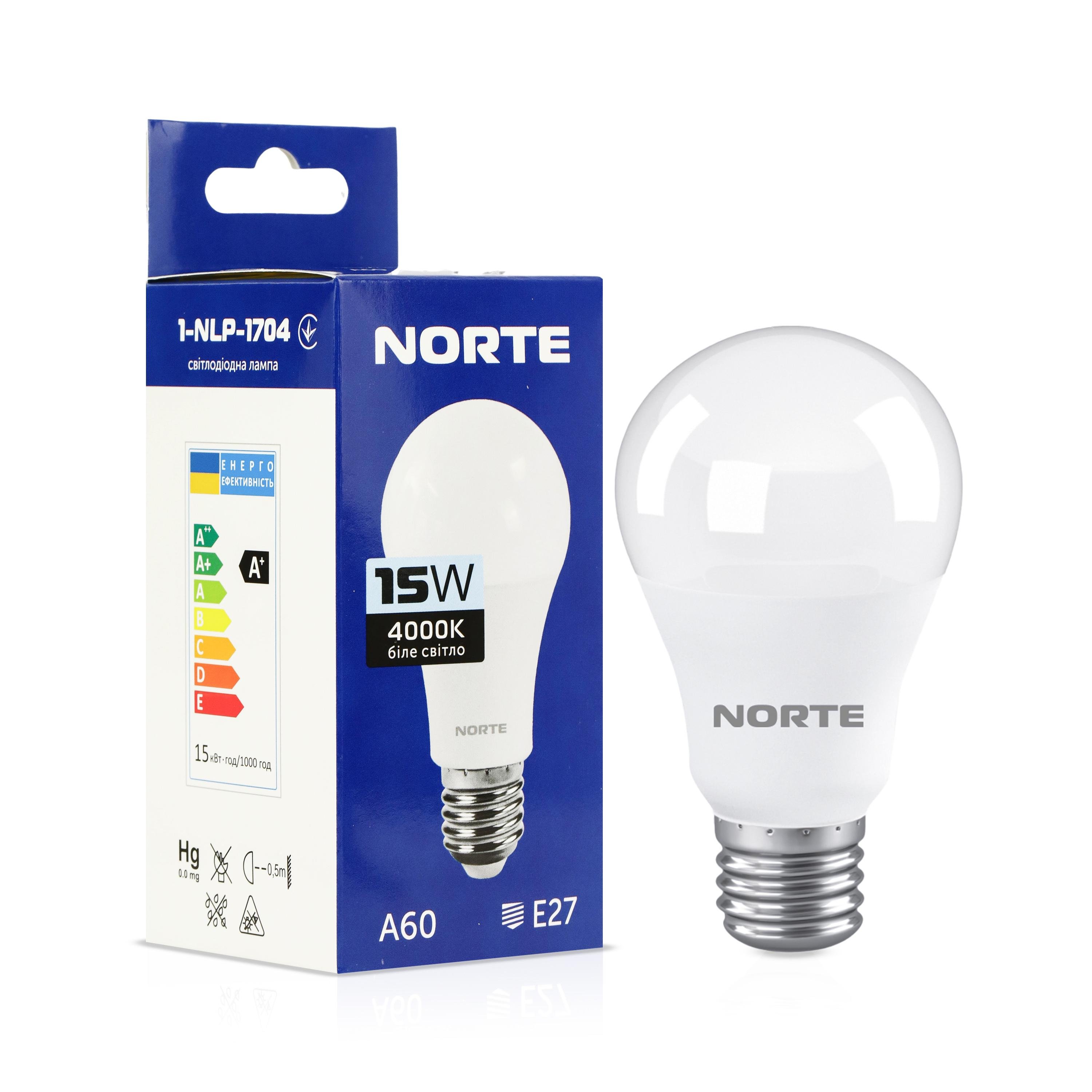 Светодиодная лампа NORTE 1-NLP-1704 15 Вт E27 A65 4000K