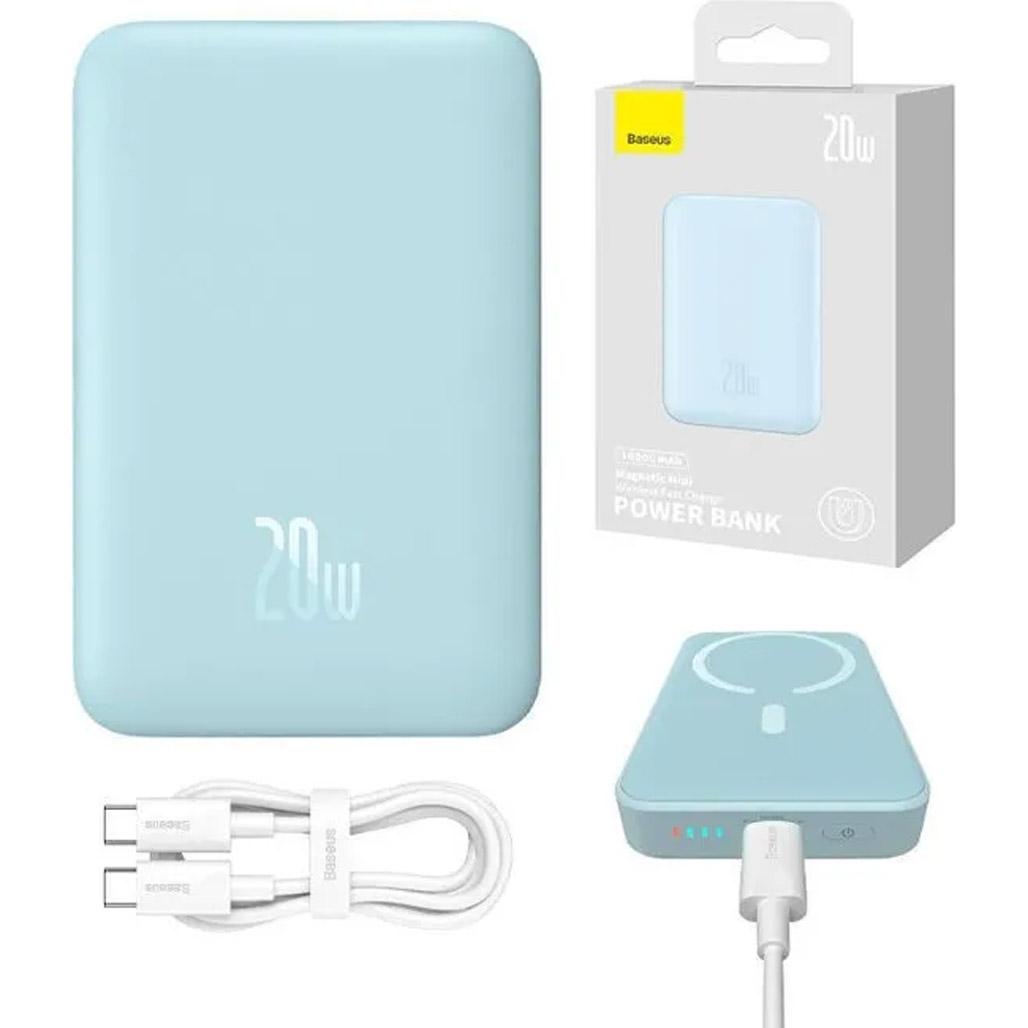 Внешний аккумулятор Baseus Magnetic Mini Wireless Fast Charge 10000 mAh 20W Blue (PPCX110103) - фото 8 Внешний аккумулятор Baseus Magnetic Mini Wireless Fast Charge 10000 mAh 20W Blue (PPCX110103) - фото 8