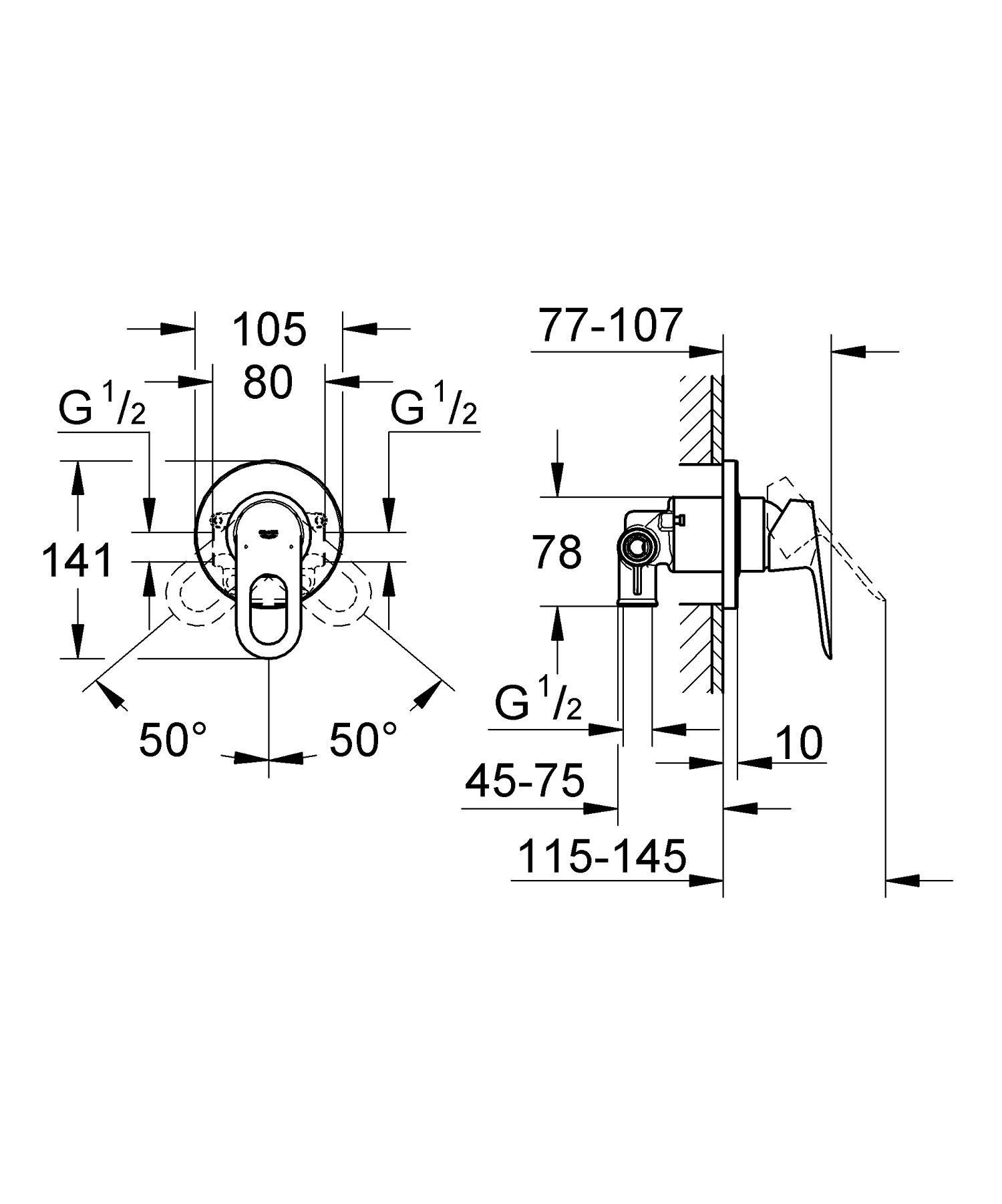 ᐉ Змішувач прихованого монтажу Grohe BauLoop для 1 споживача (29042000 ...