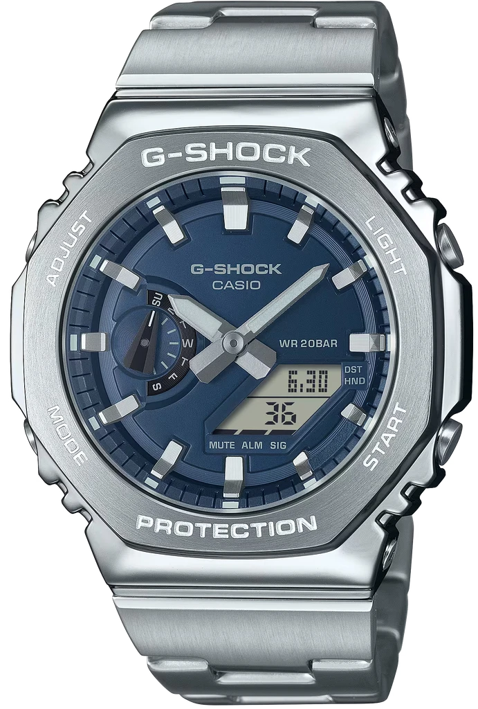 Наручные часы мужские Casio G-Shock GM-2110D-2BER ударопрочные с водозащитой 200 м Синий (3099560404)