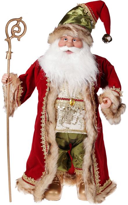 Фигура Санта с золотым посохом 71 см Красный/Зеленый (BD-NY14-490)