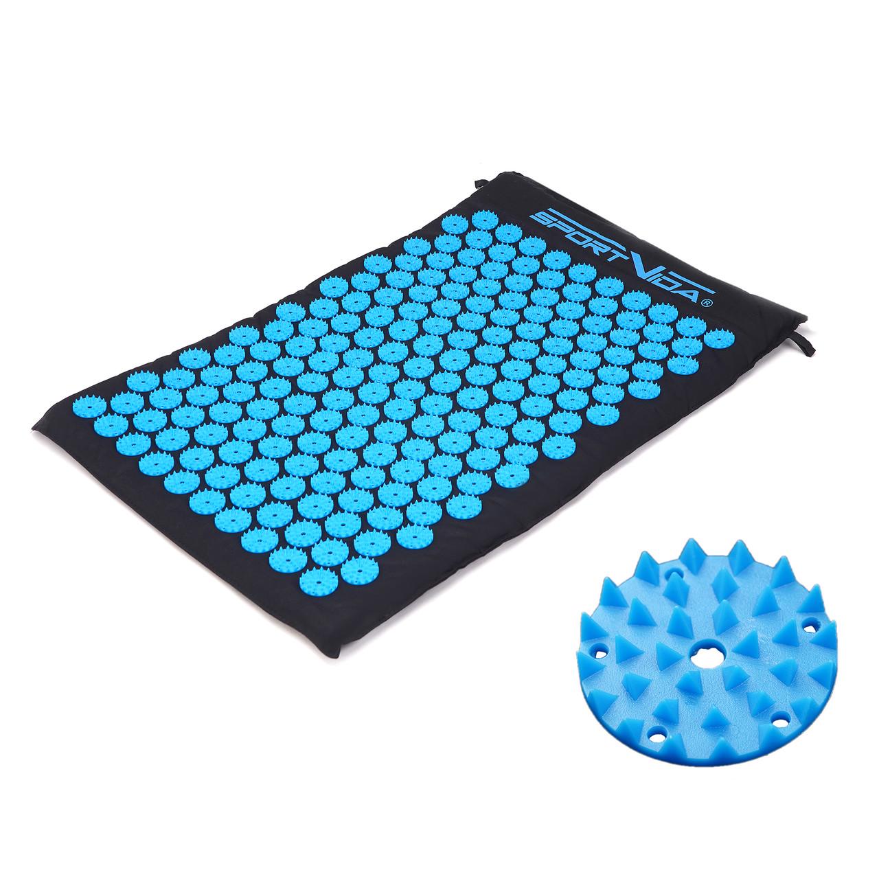 Коврик акупунктурный с валиком SportVida Аппликатор Кузнецова 66x40 см SV-HK0407 Black/Blue (2375564266) - фото 7