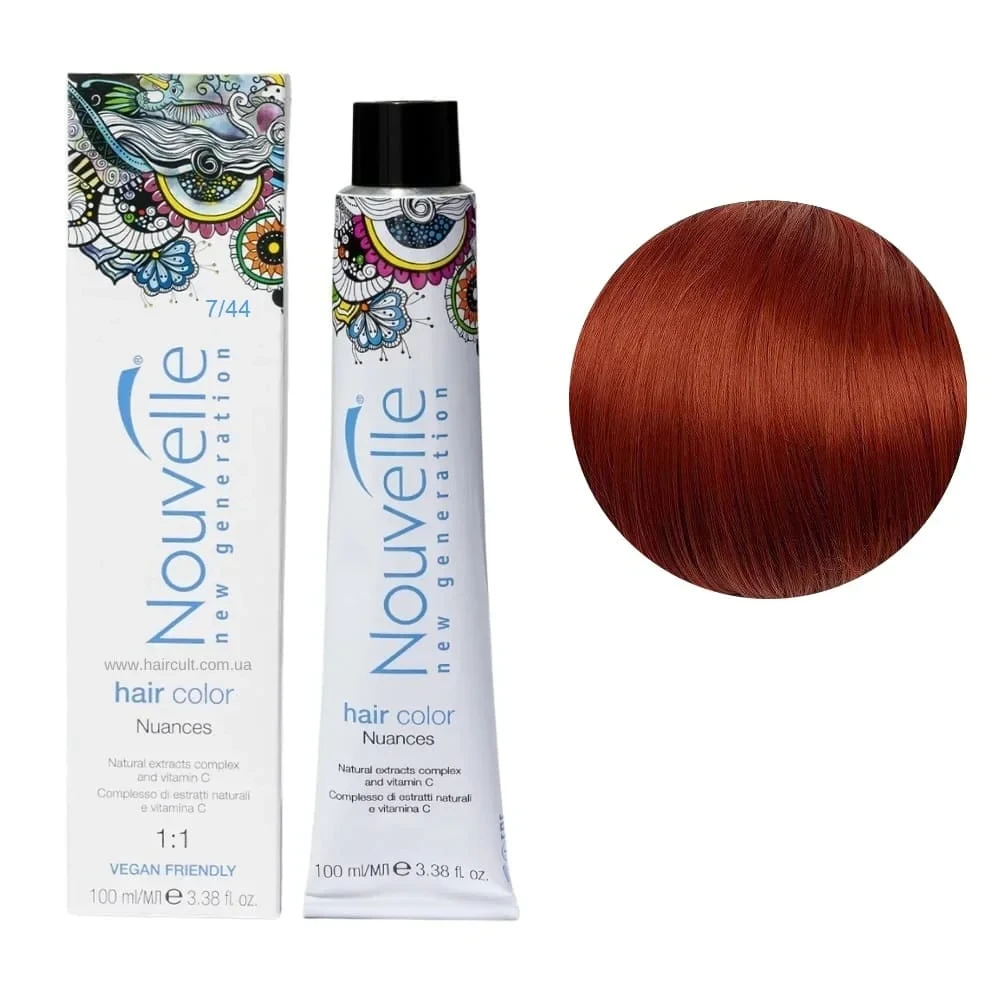 Краска для волос Nouvelle Hair Color 7/44 Яркий медно-русый 100 мл