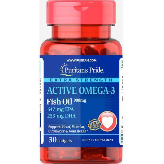 Омега 3 Puritan's Pride Extra Strength Active Omega-3 Fish Oil 30 Softgels