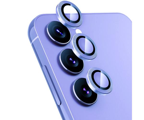 Защитное стекло с рамкой CD Pattern на заднюю камеру для Samsung Galaxy S24 Голубой
