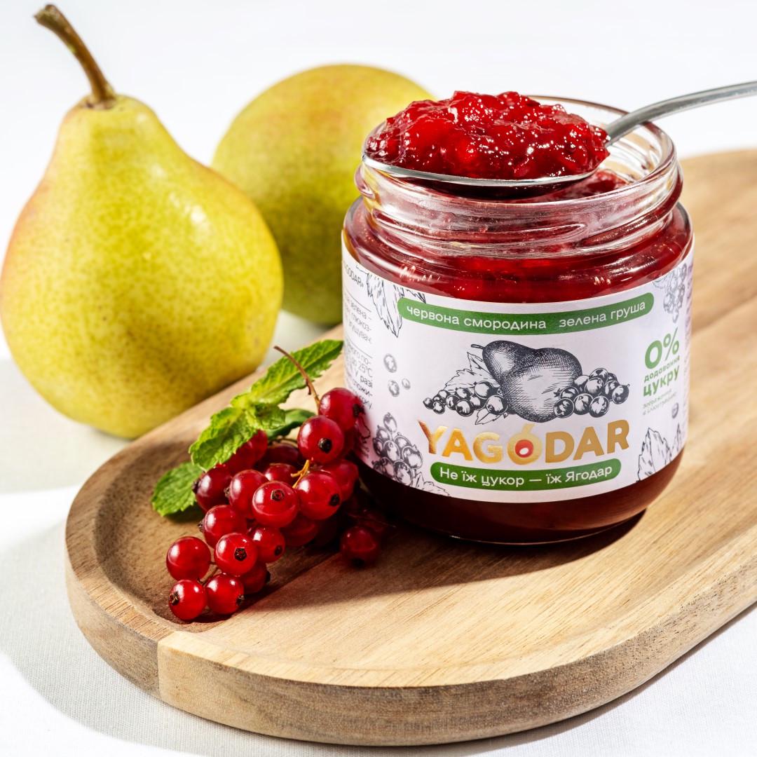 Набор джемов YAGODAR без сахара с красной смородиной и зеленой грушей 4 шт. - фото 3 Набор джемов YAGODAR без сахара с красной смородиной и зеленой грушей 4 шт. - фото 3